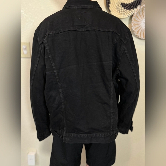 Levi's Denim Trucker Jacket Black Men Size Xxl Red Tab Stretch Cotton - Picture 13 of 16